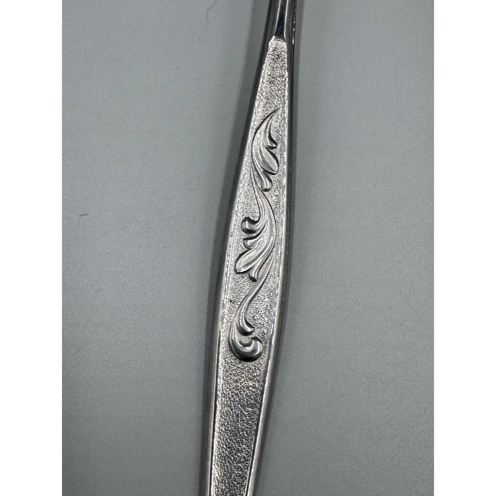 Carlton Slotted Serving Spoons Lot Of 4 Woodcrest Carved Leaf Stainless Japan